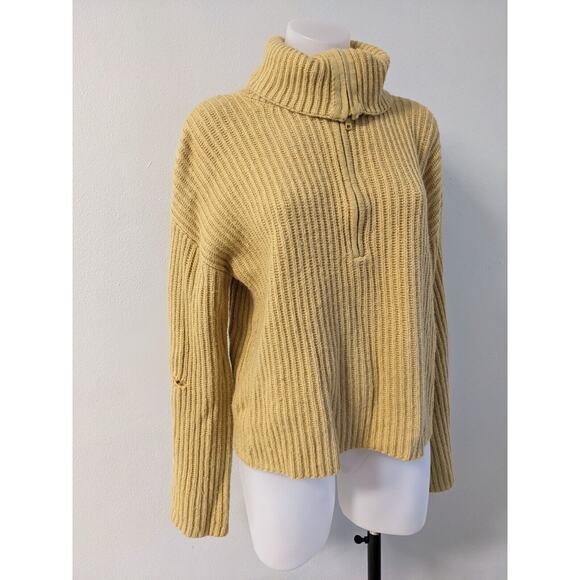 Sweet Baby Jamie Small Rib Half Zip Sweater Yellow Wool Nylon Blend Long Sleeves - Picture 3 of 11